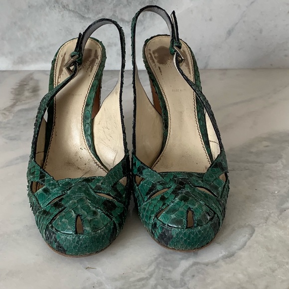 Prada green python slingback pump 38.5 - Picture 2 of 8